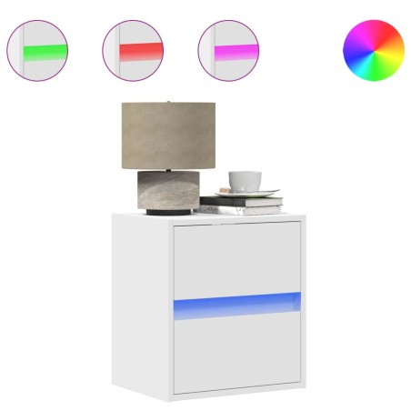 vidaXL Comodino a Parete con Luci LED Bianco
