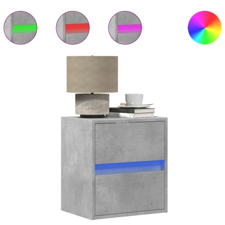 vidaXL Comodini a Parete con Luci LED 2 pz Grigio Cemento
