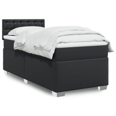 vidaXL Giroletto a Molle con Materasso Nero 90x200 cm in Similpelle
