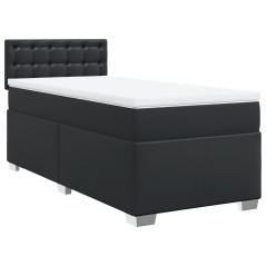 vidaXL Giroletto a Molle con Materasso Nero 90x200 cm in Similpelle