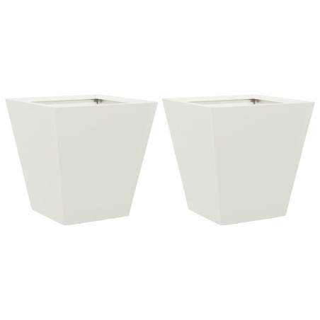 vidaXL Fioriere da Giardino 2 pz Bianche 30x30x30 cm in Acciaio