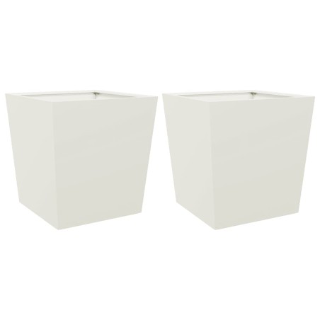 vidaXL Fioriere da Giardino 2 pz Bianche 50x50x50 cm in Acciaio