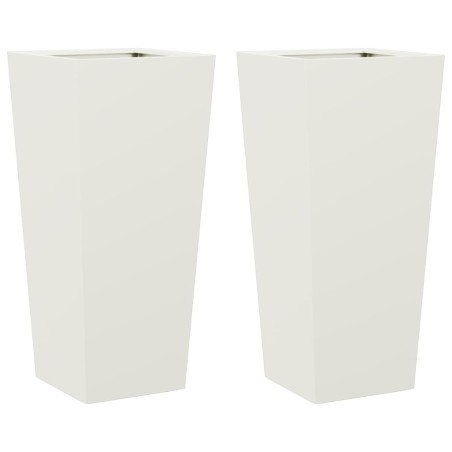 vidaXL Fioriere da Giardino 2 pz Bianche 35x35x75 cm in Acciaio