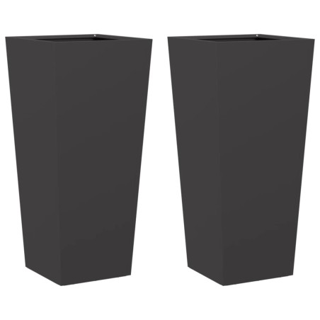 vidaXL Fioriere da Giardino 2 pz Nere 35x35x75 cm in Acciaio