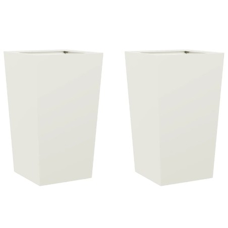 vidaXL Fioriere da Giardino 2 pz Bianche 45x45x75 cm in Acciaio