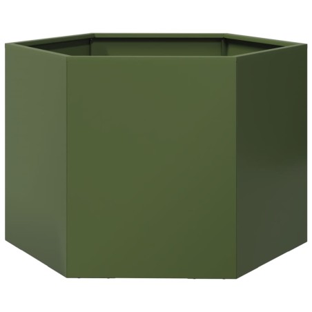 vidaXL Fioriera da Giardino Verde Oliva Esagono 69x60x45 cm in Acciaio