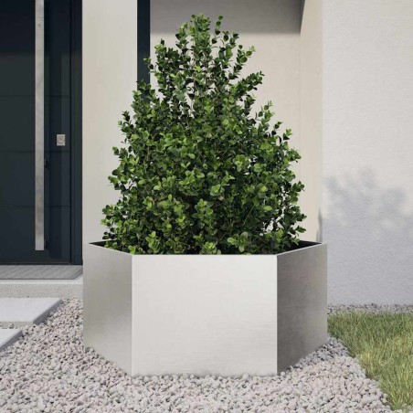 vidaXL Fioriera da Giardino Esagono 104x90x45 cm in Acciaio Inox