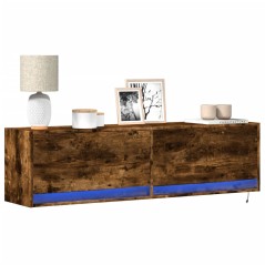 vidaXL Mobile TV a Parete con Luci LED Rovere Fumo 140x31x38 cm
