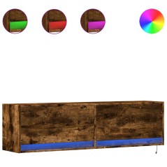 vidaXL Mobile TV a Parete con Luci LED Rovere Fumo 140x31x38 cm