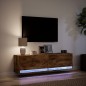 vidaXL Mobile TV a Parete con Luci LED Rovere Fumo 140x31x38 cm vidaXL Mobile TV a Parete con Luci LED Rovere Fumo 140x31x38 cm