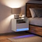 vidaXL Comodino a Parete con Luci LED Bianco vidaXL Comodino a Parete con Luci LED Bianco