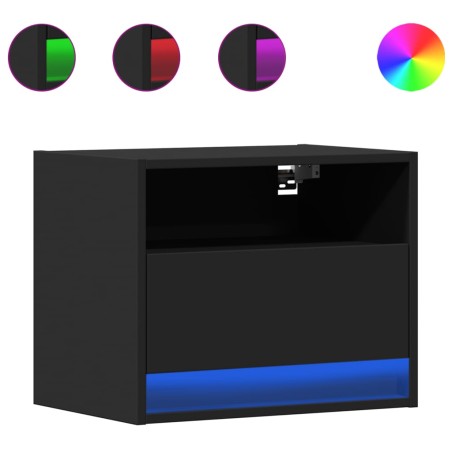 vidaXL Comodino a Parete con Luci LED Nero