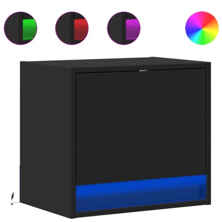 vidaXL Comodino a Parete con Luci LED Nero