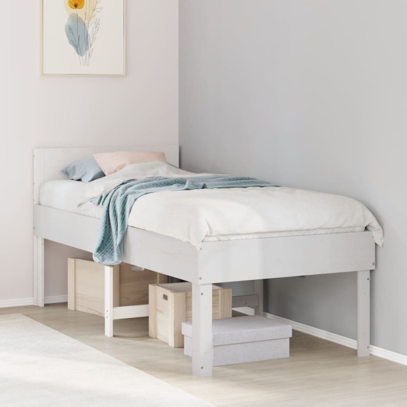 vidaXL Letto senza Materasso Bianco 90x190 cm in Legno Massello Pino vidaXL Letto senza Materasso Bianco 90x190 cm in Legno Massello Pino