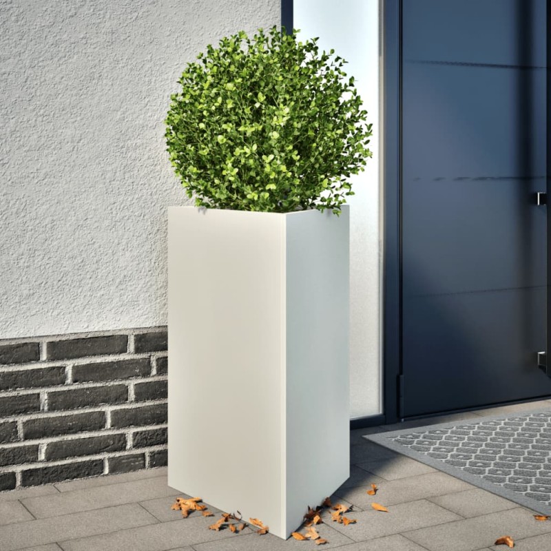 vidaXL Fioriera da Giardino Bianca Triangolare 50x43x75 cm in Acciaio vidaXL Fioriera da Giardino Bianca Triangolare 50x43x75 cm in Acciaio