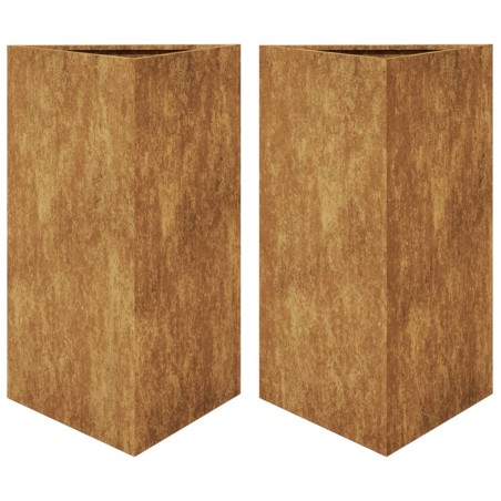 vidaXL Fioriere da Giardino 2 pz Triangolari 50x43x75cm Acciaio Corten