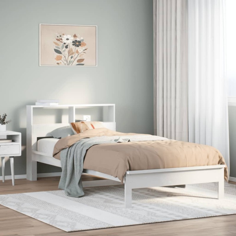vidaXL Letto Libreria senza Materasso Bianca 90x200 cm Legno di Pino vidaXL Letto Libreria senza Materasso Bianca 90x200 cm Legno di Pino