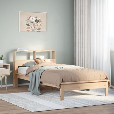 vidaXL Giroletto con Libreria senza Materasso 75x190 cm in Legno Pino