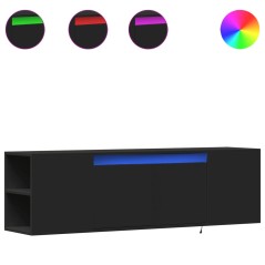 vidaXL Mobile TV a Parete con Luci LED Nero 135x31x39,5 cm