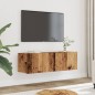 vidaXL Mobili TV a Parete 2pz Legno Antico 100x30x30 cm vidaXL Mobili TV a Parete 2pz Legno Antico 100x30x30 cm