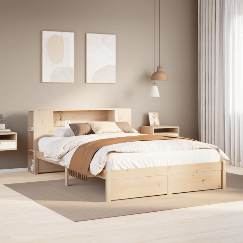 vidaXL Letto Libreria senza Materasso 160x200 cm in Legno di Pino vidaXL Letto Libreria senza Materasso 160x200 cm in Legno di Pino