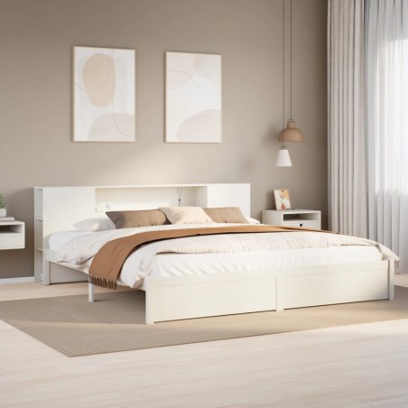 vidaXL Letto Libreria senza Materasso Bianco 200x200 cm Legno di Pino