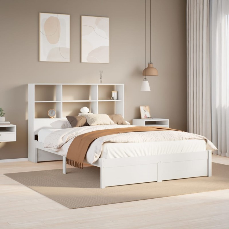vidaXL Letto Libreria senza Materasso Bianco 150x200 cm Legno di Pino