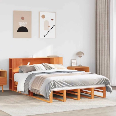 vidaXL Letto Libreria senza Materasso Marrone Cera 150x200 cm Legno