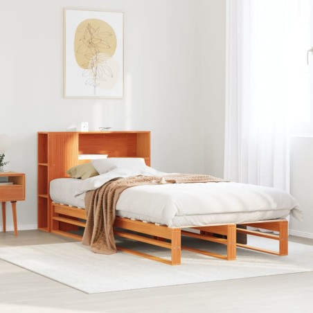 vidaXL Letto Libreria senza Materasso Marrone Cera 75x190 cm Legno