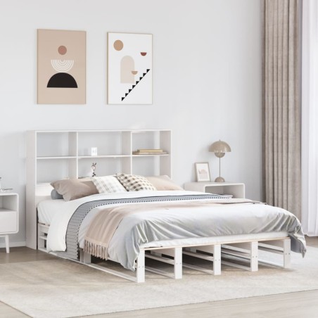 vidaXL Letto Libreria senza Materasso Bianco 150x200 cm Legno Massello