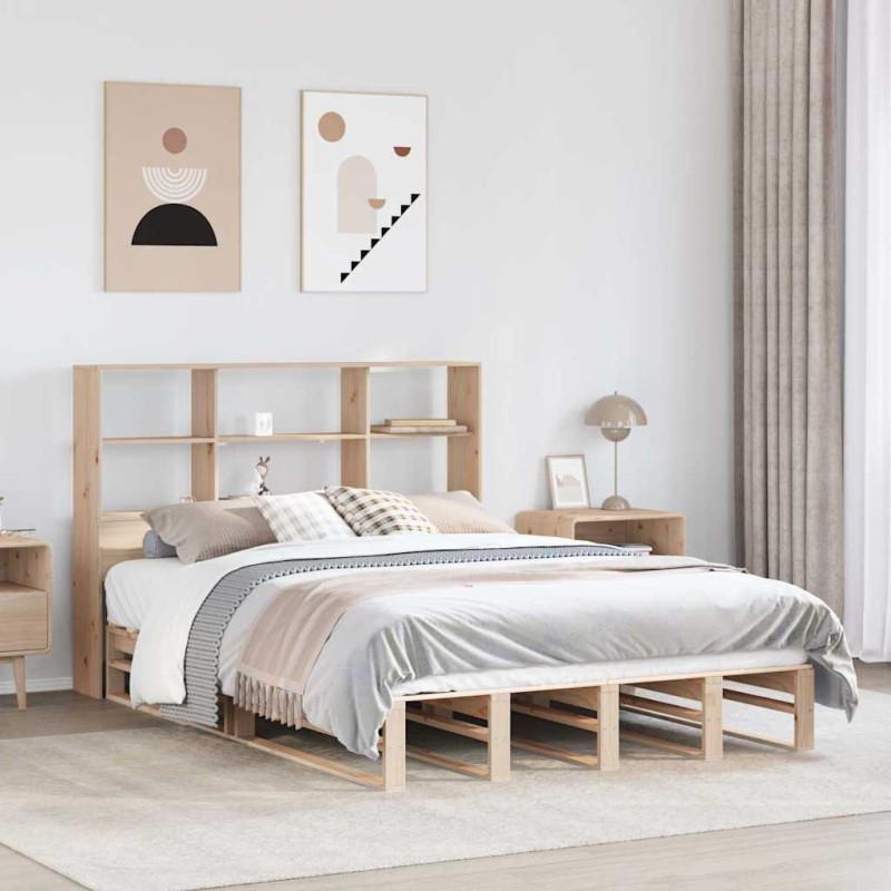 vidaXL Letto Libreria senza Materasso 140x190 cm in Legno Massello vidaXL Letto Libreria senza Materasso 140x190 cm in Legno Massello