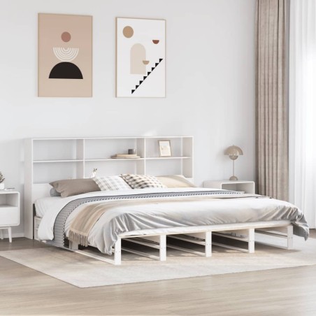 vidaXL Letto Libreria senza Materasso Bianco 180x200 cm Legno Massello
