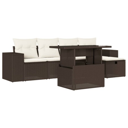 vidaXL Set Divano da Giardino 6 pz con Cuscini Marrone in Polyrattan