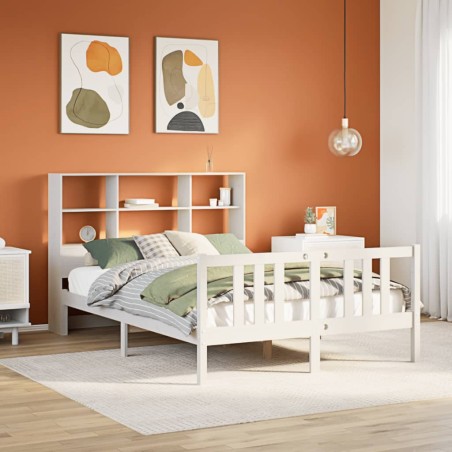 vidaXL Letto Libreria senza Materasso Bianco 140x200 cm Legno di Pino