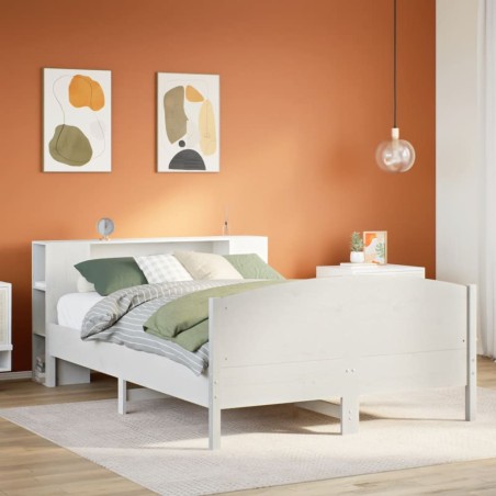 vidaXL Letto Libreria senza Materasso Bianco 150x200 cm Legno di Pino