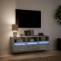 vidaXL Mobile TV a Parete con Luci LED Grigio Sonoma 130x31x45 cm vidaXL Mobile TV a Parete con Luci LED Grigio Sonoma 130x31x45 cm