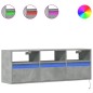 vidaXL Mobile TV a Parete con Luci LED Grigio Cemento 130x31x45 cm