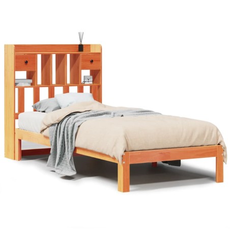 vidaXL Letto Libreria senza Materasso Marrone Cera 75x190 cm in Pino