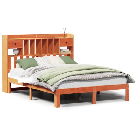 vidaXL Letto Libreria senza Materasso Marrone Cera 120x200 cm in Pino
