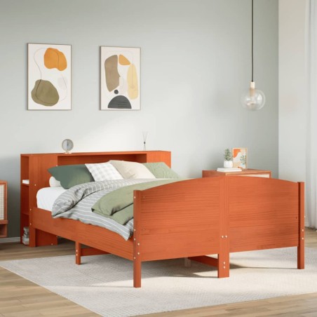 vidaXL Letto Libreria senza Materasso Marrone Cera 160x200 cm in Pino