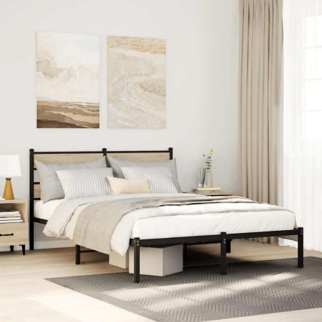 vidaXL Giroletto senza Materaso in Metallo Rovere Sonoma 140x190 cm