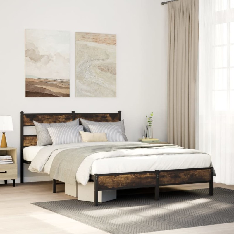 vidaXL Giroletto senza Materasso Rovere Fumo 80x200 cm in Truciolato vidaXL Giroletto senza Materasso Rovere Fumo 80x200 cm in Truciolato