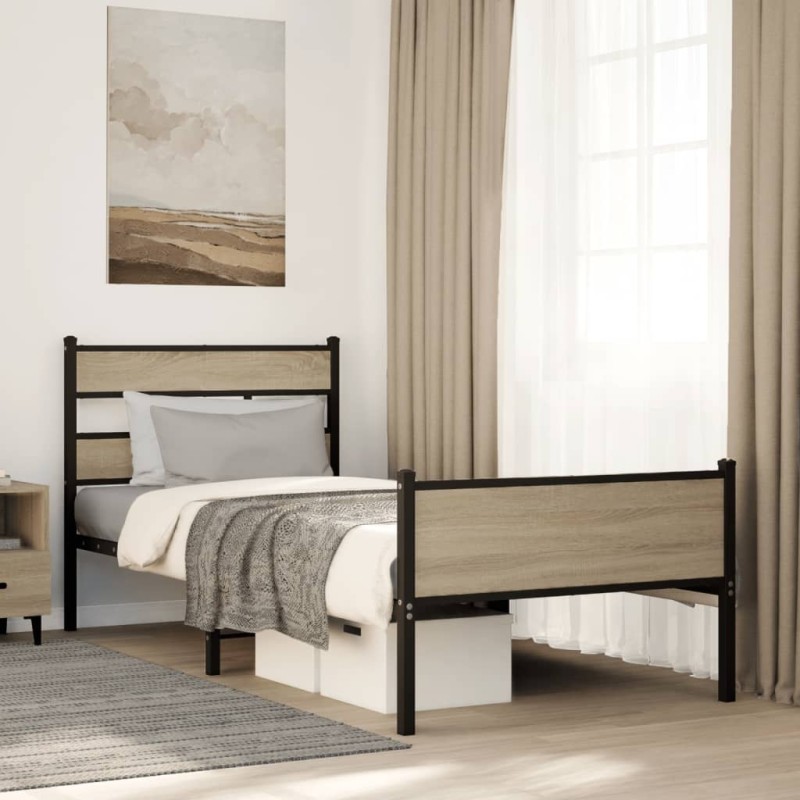 vidaXL Giroletto senza Materasso Rovere Sonoma 100x190cm in Truciolato