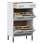 Scarpiera con Gambe Metallo Bianco Legno Massello di Pino OSLO Scarpiera con Gambe Metallo Bianco Legno Massello di Pino OSLO