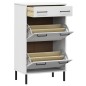 Scarpiera con Gambe Metallo Bianco Legno Massello di Pino OSLO Scarpiera con Gambe Metallo Bianco Legno Massello di Pino OSLO