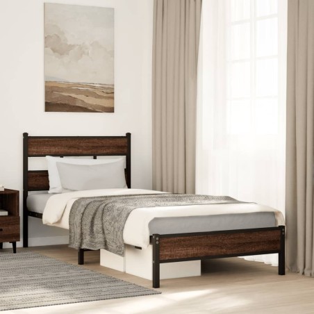 vidaXL Giroletto senza Materasso Rovere Marrone 100x200 cm Truciolato