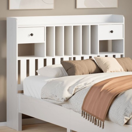 vidaXL Testiera con Ripiani Bianca 135 cm in Legno Massello di Pino