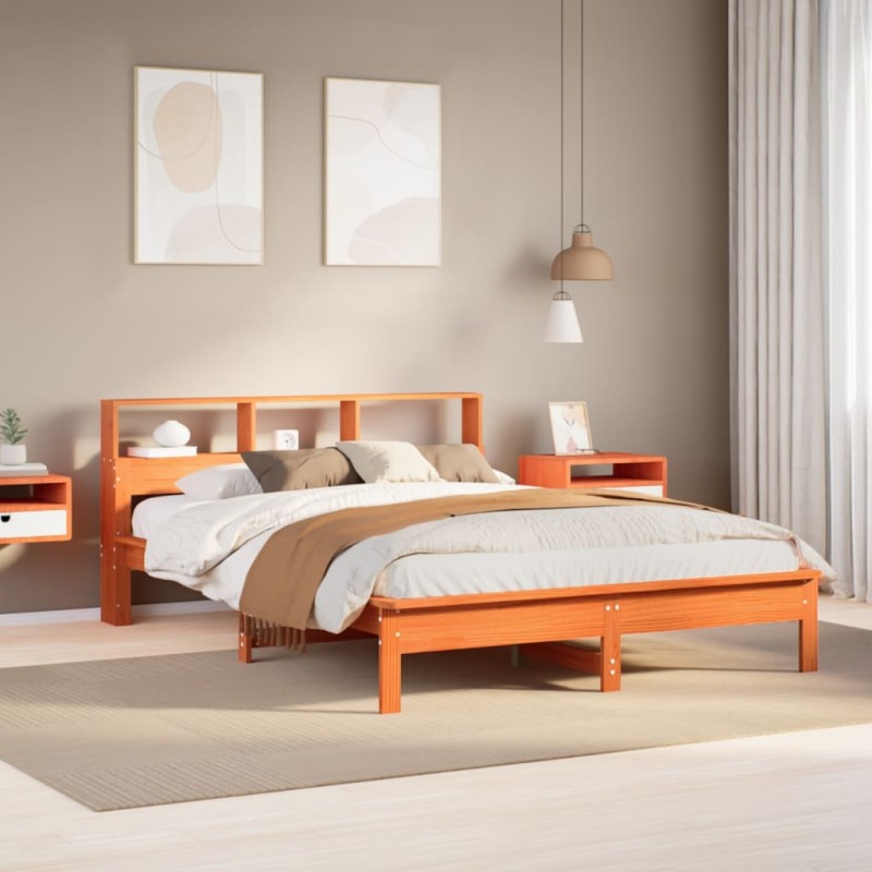 vidaXL Letto senza Materasso Marrone Cera 160x200 cm in Legno di Pino vidaXL Letto senza Materasso Marrone Cera 160x200 cm in Legno di Pino