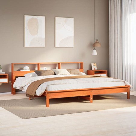 vidaXL Letto senza Materasso Marrone Cera 200x200 cm in Legno di Pino