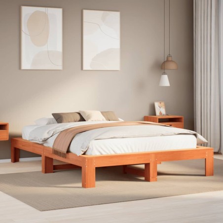 vidaXL Giroletto senza Materasso Marrone Cera 140x200cm Massello Pino